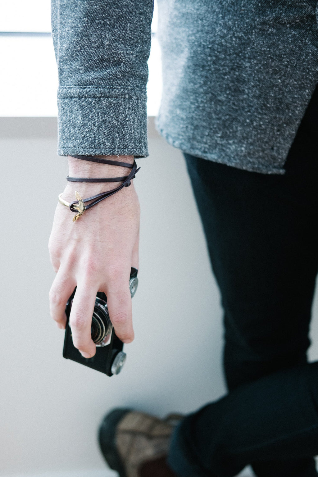 Leather Anchor Bracelet
