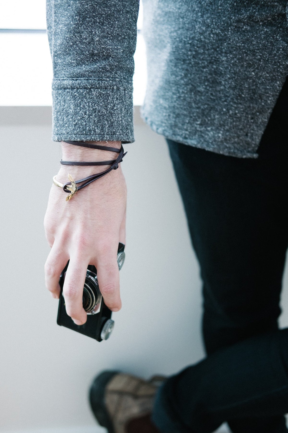 Leather Anchor Bracelet