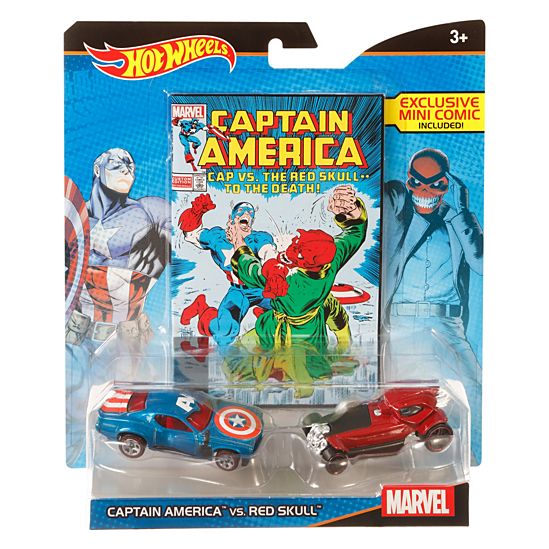 Hot Wheels Marvel Captain America vs. Red Skull Character Car 2-Pack with Mini Comic - New